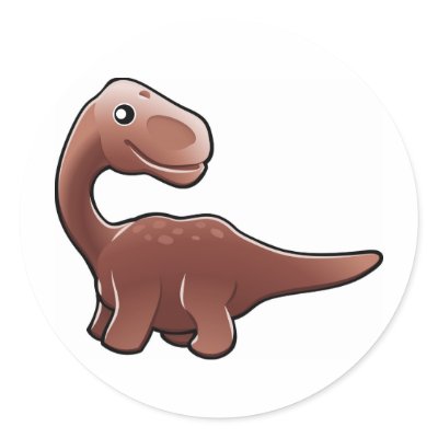 A cute friendly diplodocus dinosaur round stickers by GeoDesign