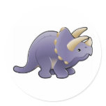 A cute friendly triceratops dinosaur round sticker