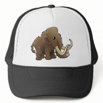 A cute friendly woolly mammoth trucker hats