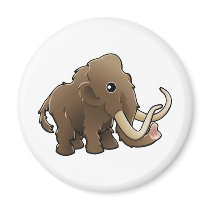 A cute friendly woolly mammoth refrigerator magnets