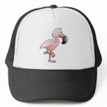 A cute pink flamingo bird mesh hats