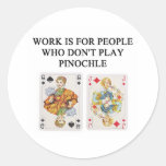 a cute pinochle design round stickers