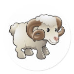 A cute ram sheep farm animal round stickers