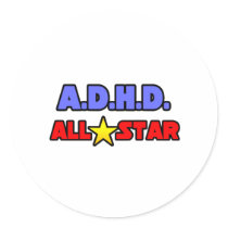 A.D.H.D. All Star Round Stickers