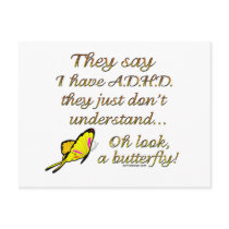 A.D.H.D. Butterfly Humor postcards