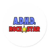 A.D.H.D. Rock Star Round Stickers