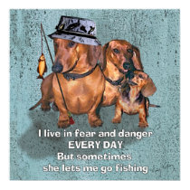 A dachsund Fisherman posters