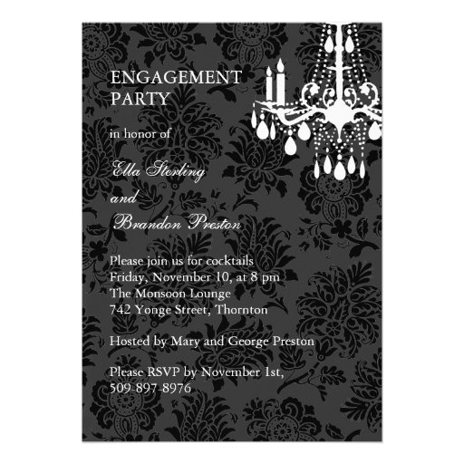 A Damask Victorian Engagement Party Invitation