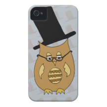 A Dandy Little Owl in Top Hat and Spectacles iPhone 4 Case-Mate Case