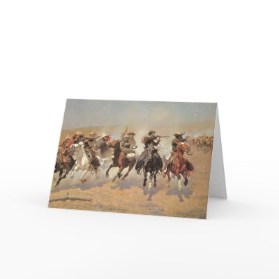 A Dash For Timber by Remington, Vintage Cowboys Greeting Cards by MasterpieceCafe