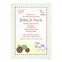 A Day on the Farm 5x7 Barnyard Baby Shower Custom Invites