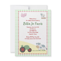 A Day on the Farm Barnyard Baby Shower 4.25 x 5.5 invitations