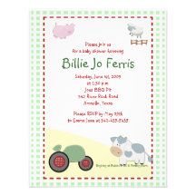 A Day on the Farm Barnyard Baby Shower 4.25 x 5.5 Custom Invitation