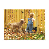 A Dog and Her Girl Stretched Canvas Print