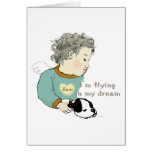 a dreaming baby with a dog 그리팅카드