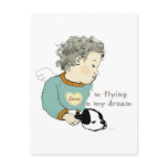 a dreaming baby with a dog 엽서