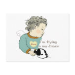 a dreaming baby with a dog 엽서