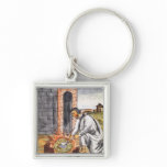 A European engaged in making a reliquary Keychain