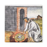 A European engaged in making a reliquary Magnets