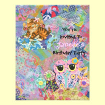 A Fabric Wonderland Birthday Party Invitation invitations