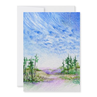A Face In The Clouds Colored Pencil Landscape Invite by MarthaGoutal