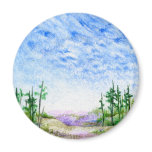 A Face In The Clouds Colored Pencil Landscape Fridge Magnets
