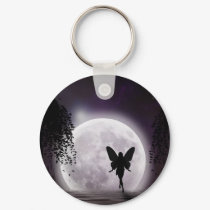 A fairy silhouette against a shining moon keychains by myfairies A fairy silhouette against a shining moon keychains