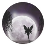 A fairy silhouette against a shining moon stickers