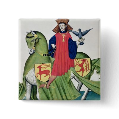 A Falconer, from Codex de Capodilista Pinback Buttons by bridgemanart