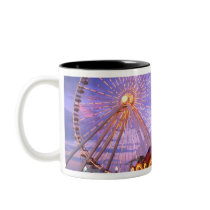 A ferris wheel and carousel at the Navy Pier in Mug