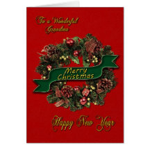 A festive Christmas Wreath for your Grandma Greeting Card