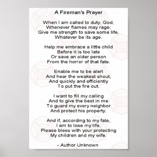 A firemans prayer poster Zazzle A firemans prayer poster Zazzle