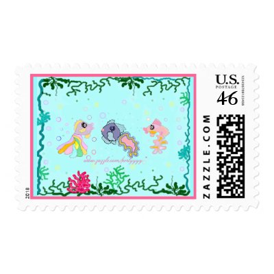 A Fish Family Postage Stamp by Perlyyyy
