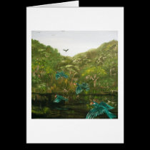 "A Flock Of Parrots" Vertical Notecard cards