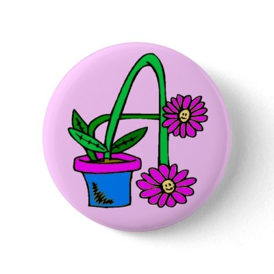 A - Flowers Monogram Button by elenaind