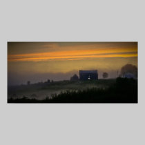 A Foggy Farmhouse Sunset fine art print posters