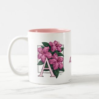 A for Azalea Flower Monogram and Name Mug mug