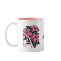 A for Azalea Flower Monogram and Name Mug mugs