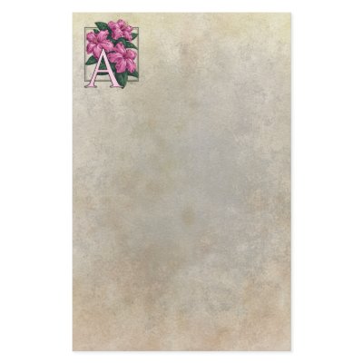 A for Azalea Flower Monogram Parchment Stationary Stationery Design by critterwings