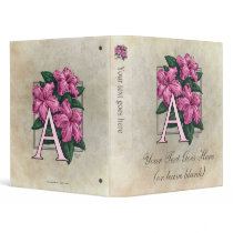 A for Azalea Flower Monogram Small 3 Ring Binder