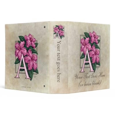 A for Azaleas Flower Monogram Large Binder by critterwings
