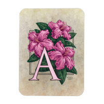 A for Azaleas Flower Monogram Vinyl Magnets