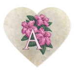 A for Azaleas Flower Monogram Heart Sticker