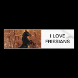 A friesian in winter snow bumper stickers