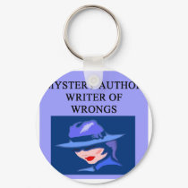 a funny mystery writer joke keychains