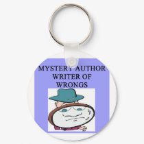 a funny mystery writer joke keychains