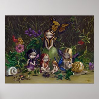 A Gathering of Faeries gothic fairy Art Print