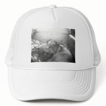 A girl and her dog... hats