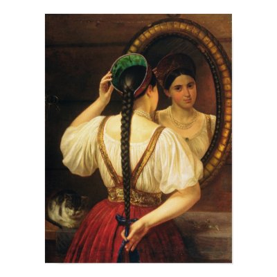 A girl at the mirror, 1848 poster by bridgemanart