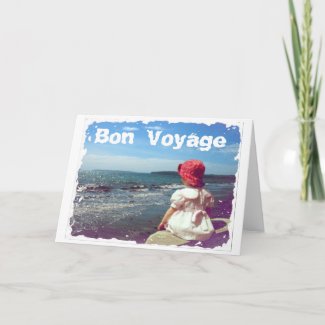 A Girl By the Sea Bon Voyage Card card